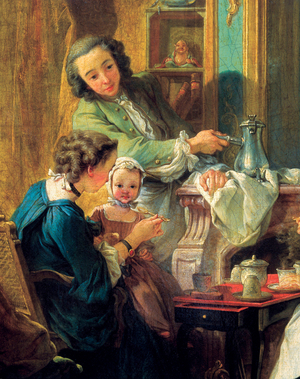 Lunch Scene in a bourgeois interior, detail 1739 (oil on canvas)