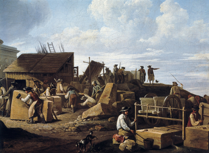 The Construction of the Hotel de Salm, Paris (detail), in 1786 (oil on canvas)
