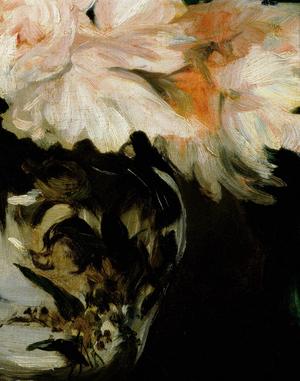 Vase of peonies on foot shower, detail, 1864 (oil on canvas)