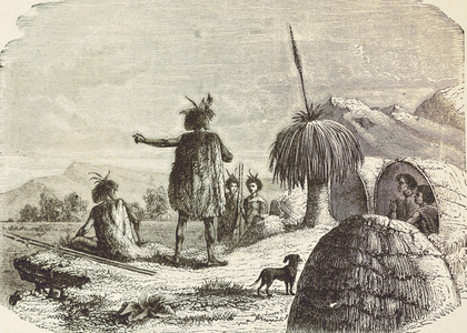 AUSTRALIA (S. XIX). Indian village. Engraving. Private Collection ©Lorio/Iberfoto/Leemage