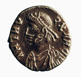Silver coin with the effigy of Gunthamund, King of the Vandals (484-496)