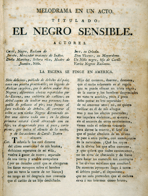 First page of "El negro sensible"