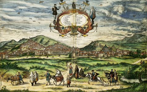 Map of Granada, from 'Civitates Orbis Terrarum' (coloured engraving)
