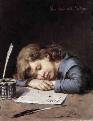 Defeated by work, c. 1876-1900 (oil on canvas)