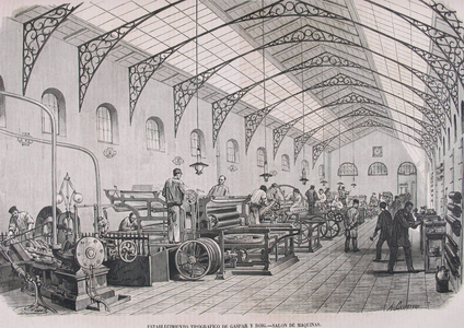 SPAIN. 19th century. Tipographical establishment of Gaspar and Roig. El Museo Universal, 1868. Engraving ©Lorio/Iberfoto/Leemage