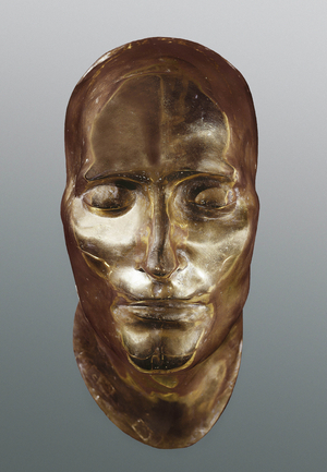 Gold reproduction of the original mortuary mask of Emperor Napoleon I (1769-1821) made by Francois Antommarchi (1780-1838), 19th century (sculpture)