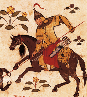 Un chevalier mongol. Miniature persane. sd. B.N. Paris.