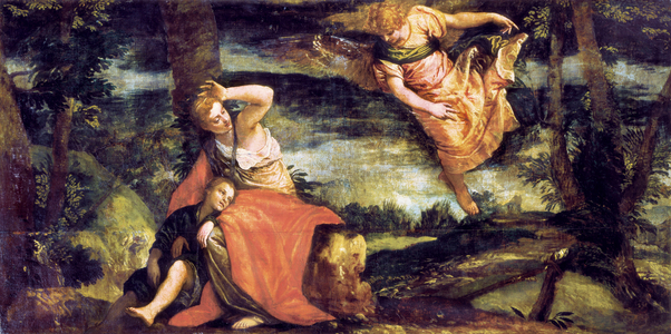 Hagar and Ishmael in the desert, c. 1585 (oil on canvaas)