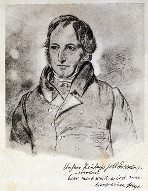 Portrait of Georg Wilhelm Friedrich Hegel (1770-1831), German philosopher and idealist. Engraving after a drawing by G. Hensel.