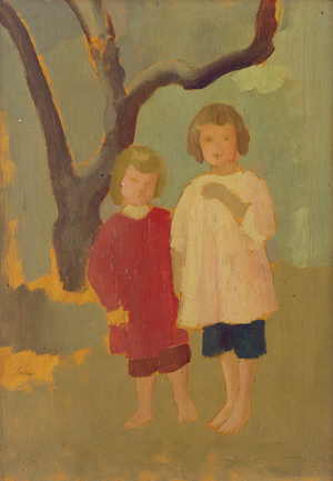 Two Children in the garden, 1910 (oil on canvas)