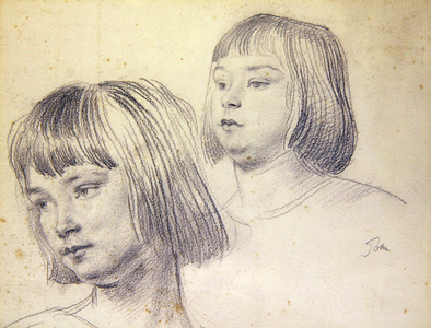 Two Studies of Poppet (pencil on paper)