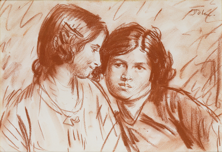 Ida Nettleship and Dorelia McNeill (red chalk on paper)