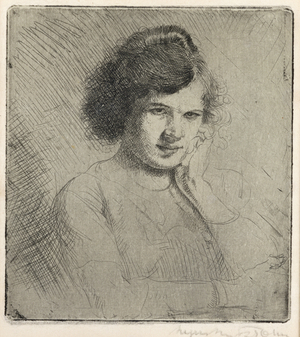 Young woman musing (Ida) 1901 (etching)