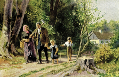 Hansel and Gretel (colour litho)