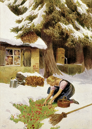 The Three Little Men in the Wood (colour litho)