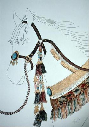 Arabian Horse, 1989 (pen & watercolour on paper)