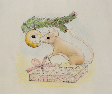 A Mouse with a Christmas Tree Decoration