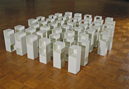 49 Three-Part Variations on Three Different Kinds of Cubes, 1967-71 (enamel on steel)