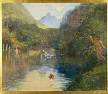 Ford at the Upper End of the Vai-Te-Piha (Tautira River) Tahiti, 1891 (w/c & gouache on smooth paper)