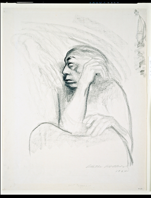 Self Portrait with Hand of Death, 1924 (charcoal on paper)