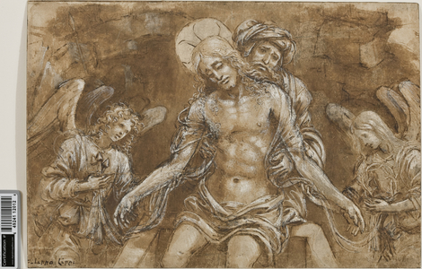 Lamentation of Christ at the Tomb, c.1500 (pen & ink over wash and chalk on paper heightened with white)