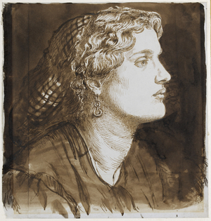 Portrait of Fanny Cornforth (pen and brown ink on paper)