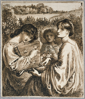 Study for 'The Bower Meadow', 19th century (pen and brown ink on paper)