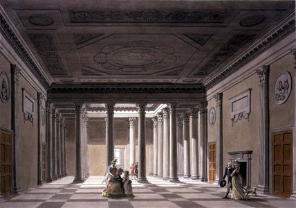 The Hall at Purbrook, 18th century (pen & ink and w/c on paper)