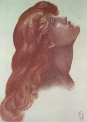 Study for the head of the left-hand figure from 'Astarte Syriaca', 1875 (coloured chalks on paper)