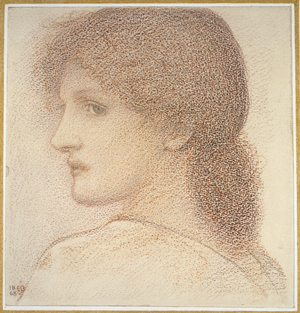 A Study of a Woman's Head, Turned to the Left, 1868 (red chalk on paper)
