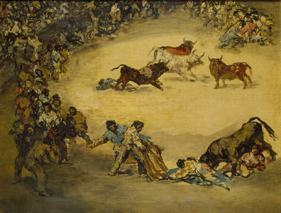 Scene at a Bullfight: Spanish Entertainment, 18th century (oil on canvas)
