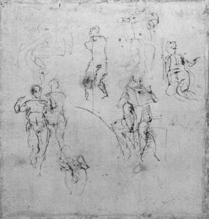 Figure studies for the Lunettes of the Sistene Chapel Ceiling, c.1511 (pen & black chalk on paper)