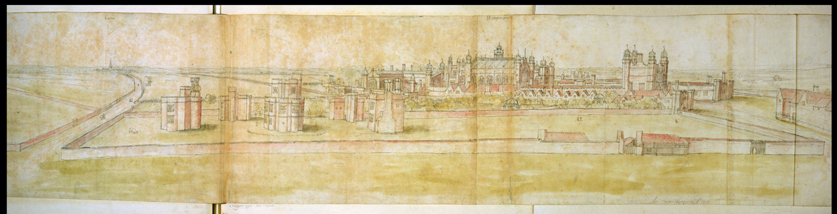 Hampton Court, 1556 (pen and ink on paper)