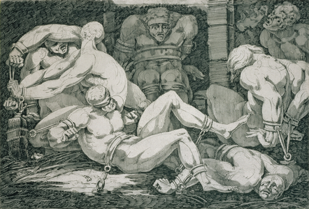 Ugolino and his Sons in the Tower of Famine, 18th century (pen & ink on paper)