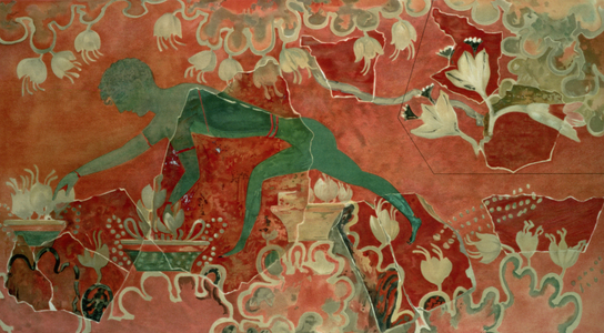 Boy from the Blue Monkey Fresco, Palace of Knossos, Crete, c.1500 BC (fresco painting)