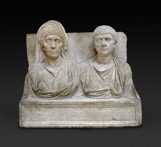Tombstone of Claudius Agathemorus and his wife, Rome, late 1st century/early 2nd century (marble)