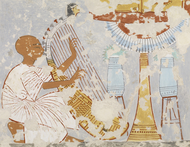 Copy of wall painting the 'Blind Harper' from Thebian tomb 296
