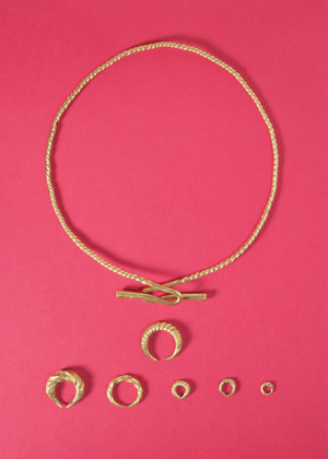A hoard, including a twisted torque and penannular rings, from Carcassonne, Aude, France, Middle Bronze Age (gold)