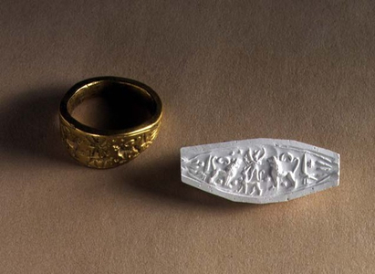 Hittite ring and impression, 13th century BC (gold)