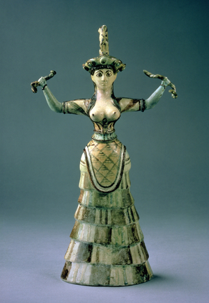 Replica of a Snake Goddess figurine, c.1600 BC, (glazed and painted earthenware)
