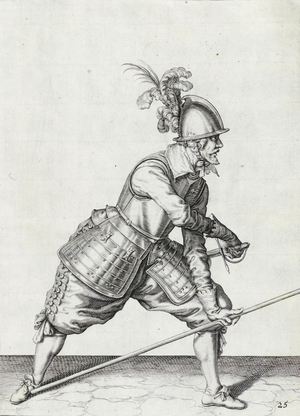 Pikeman, illustration from 'The Handling of Arms, Arquebuses, Muskets and Pikes', 1608 (engraving)