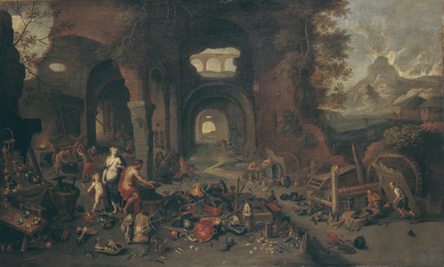 Venus at the Forge of Vulcan, early 17th century (oil on panel)