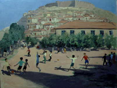 Football, Lesbos, 1998 (oil on canvas)