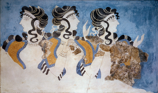 Ladies of the Minoan Court, from the Palace of Knossos, Minoan, c.1500 BC (fresco painting)