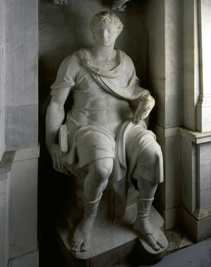 Tomb of Jules II: Prophet (detail). Sculpture of the Renaissance by Michelangelo Buonarroti called Michael Angel (Michelangelo or Michelangelo, 1475-1564), 1513-1545. Church of San Pietro in Vincoli, Rome.