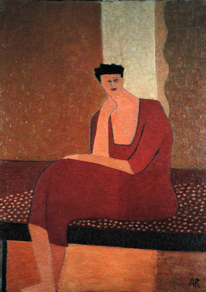 Seated Woman in Red, 1999 (oil on card)