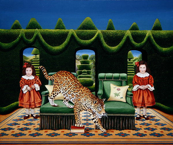 Two Sisters with a Jaguar, 1994 (acrylic on board)