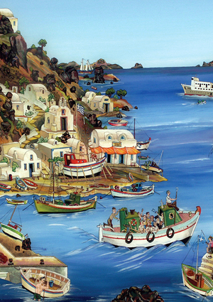 Meeting the Ferry-boat, 2001 (glass painting)