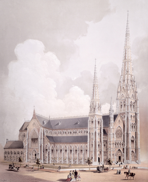 Cathedral of the Holy Cross, Boston, Massachusetts (colour litho)