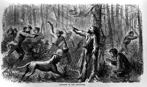 Capture of the Fugitives, from 'Prison Life in the South', written by Allen O. Abbott and published in 1865 (litho)
